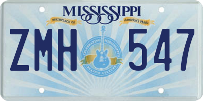 MS license plate ZMH547
