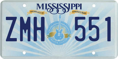MS license plate ZMH551