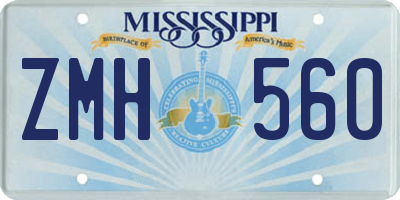 MS license plate ZMH560