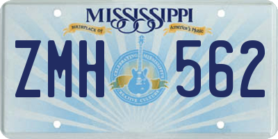 MS license plate ZMH562