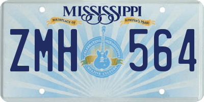 MS license plate ZMH564