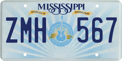 MS license plate ZMH567