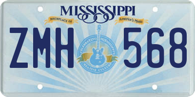 MS license plate ZMH568