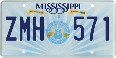 MS license plate ZMH571