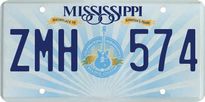 MS license plate ZMH574
