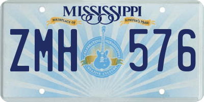 MS license plate ZMH576