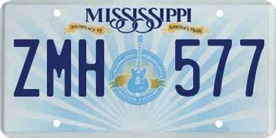 MS license plate ZMH577
