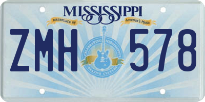 MS license plate ZMH578