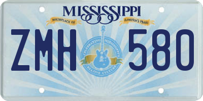 MS license plate ZMH580