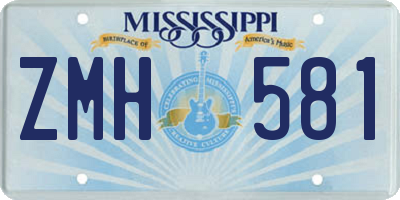 MS license plate ZMH581