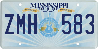 MS license plate ZMH583