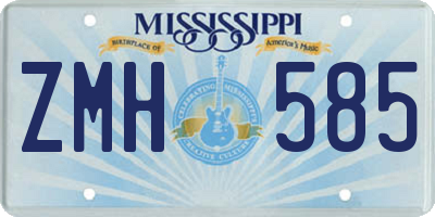 MS license plate ZMH585