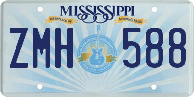 MS license plate ZMH588