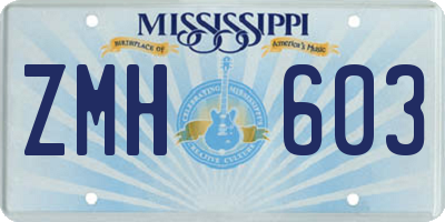 MS license plate ZMH603