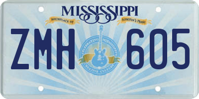 MS license plate ZMH605