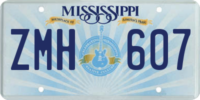 MS license plate ZMH607
