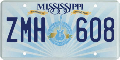 MS license plate ZMH608