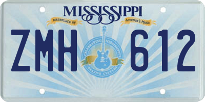 MS license plate ZMH612