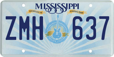 MS license plate ZMH637