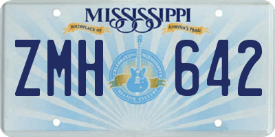 MS license plate ZMH642