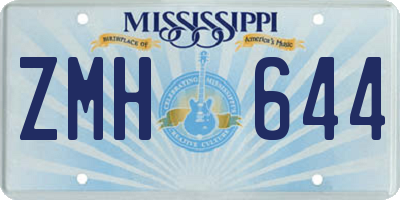 MS license plate ZMH644