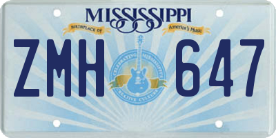 MS license plate ZMH647