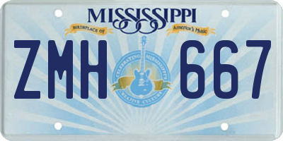 MS license plate ZMH667