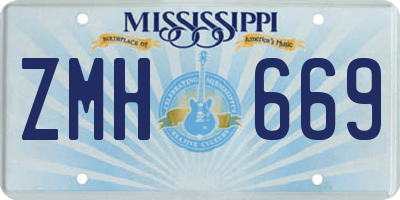 MS license plate ZMH669