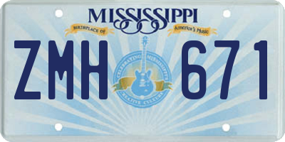 MS license plate ZMH671