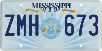 MS license plate ZMH673