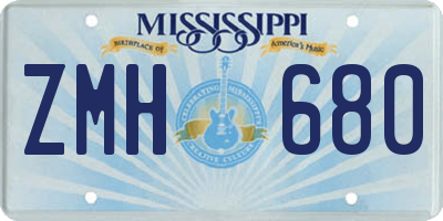 MS license plate ZMH680