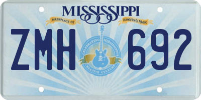 MS license plate ZMH692