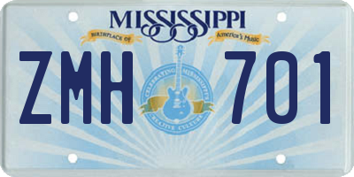 MS license plate ZMH701
