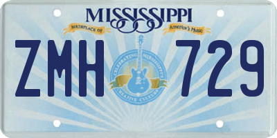 MS license plate ZMH729