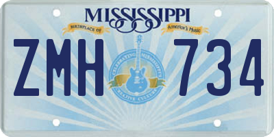 MS license plate ZMH734