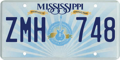 MS license plate ZMH748
