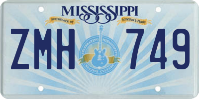 MS license plate ZMH749