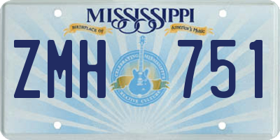 MS license plate ZMH751
