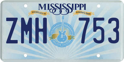 MS license plate ZMH753