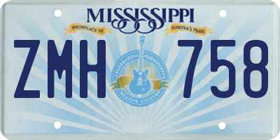 MS license plate ZMH758