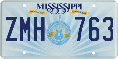 MS license plate ZMH763