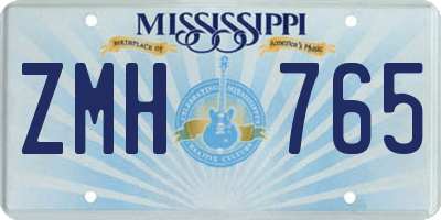 MS license plate ZMH765