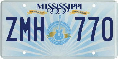 MS license plate ZMH770