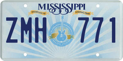 MS license plate ZMH771