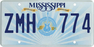 MS license plate ZMH774