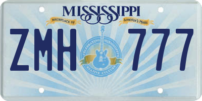 MS license plate ZMH777