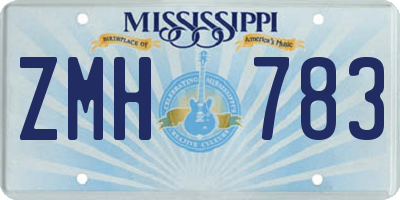 MS license plate ZMH783