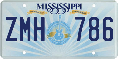 MS license plate ZMH786
