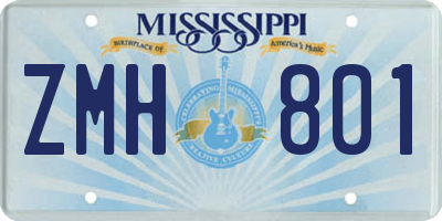 MS license plate ZMH801