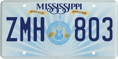 MS license plate ZMH803